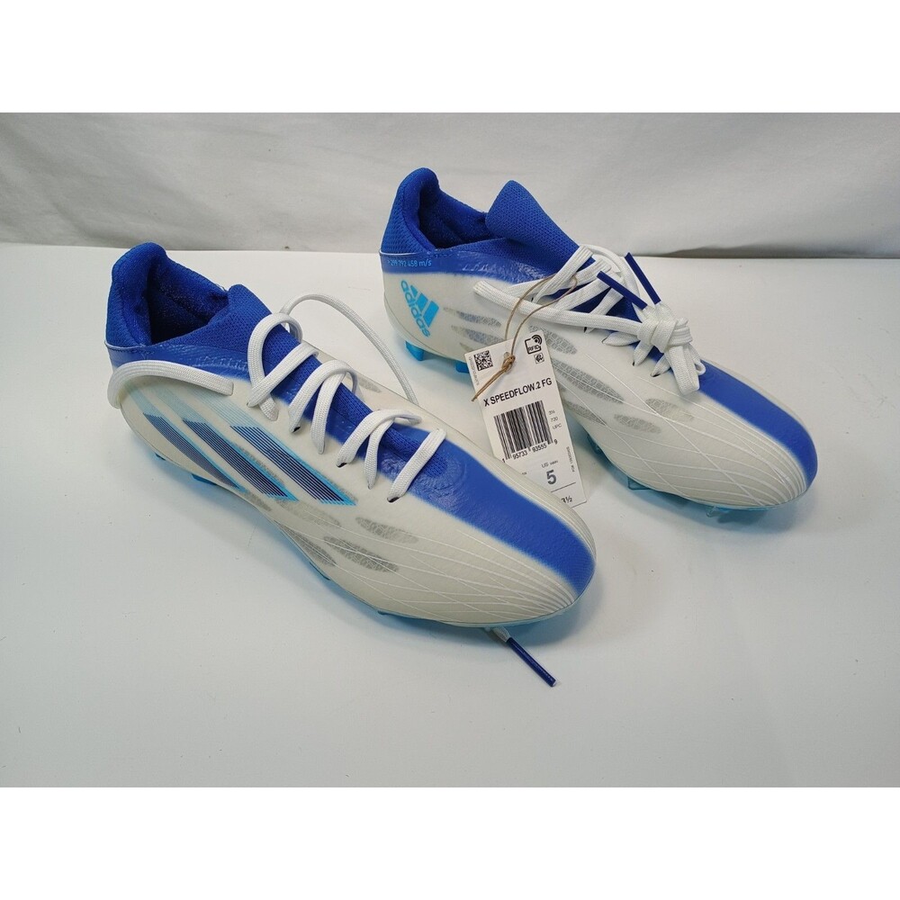 adidas X Speedflow.2 White Blue Soccer Cleats Plastic Lace Up Low Top
